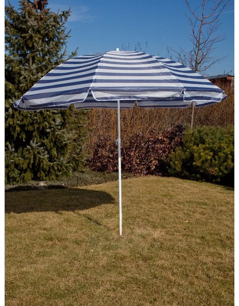 Happy Green Umbrelă de plajă cu dungi albastre,230 cm