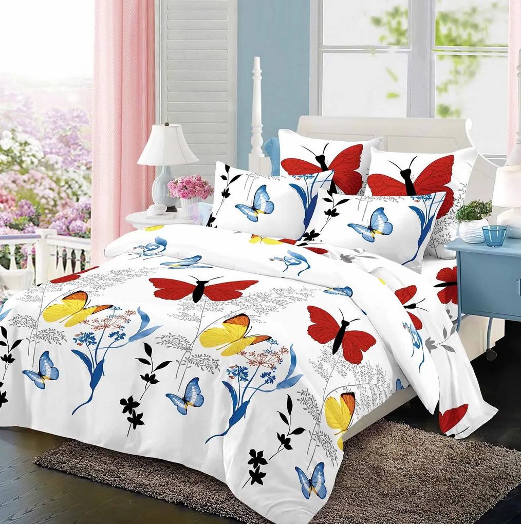 Lenjerie de pat din Finet cu 6 piese, Butterflies and Flowers