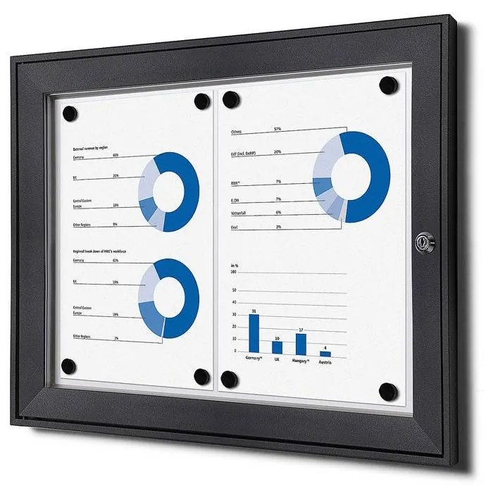 Vitrina de informații interioară care se poate încuia 2 x A4, antracit