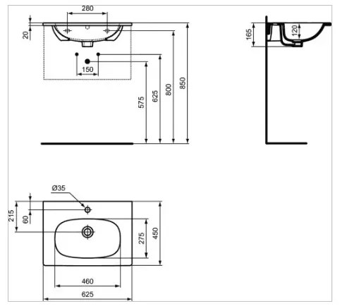 Lavoar pe mobilier Ideal Standard Tesi 62x45 cm