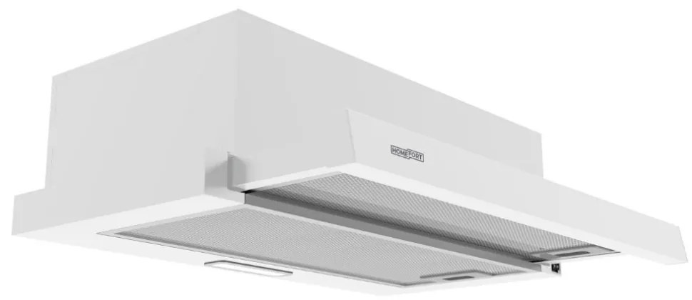 Hotă extractibilă HOMEFORT HPK611W, încorporată, iluminare LED, 1 motor, 408 m3/h, 54-66 dB, lățime 60 cm, B