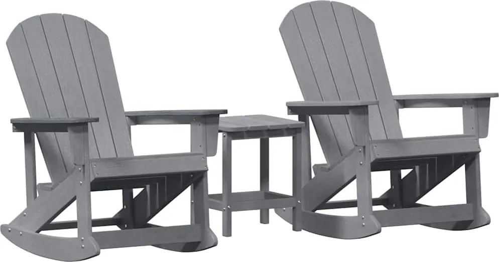 vidaXL Set de lounge pentru grădină 3 pcs Gri deschis HDPE