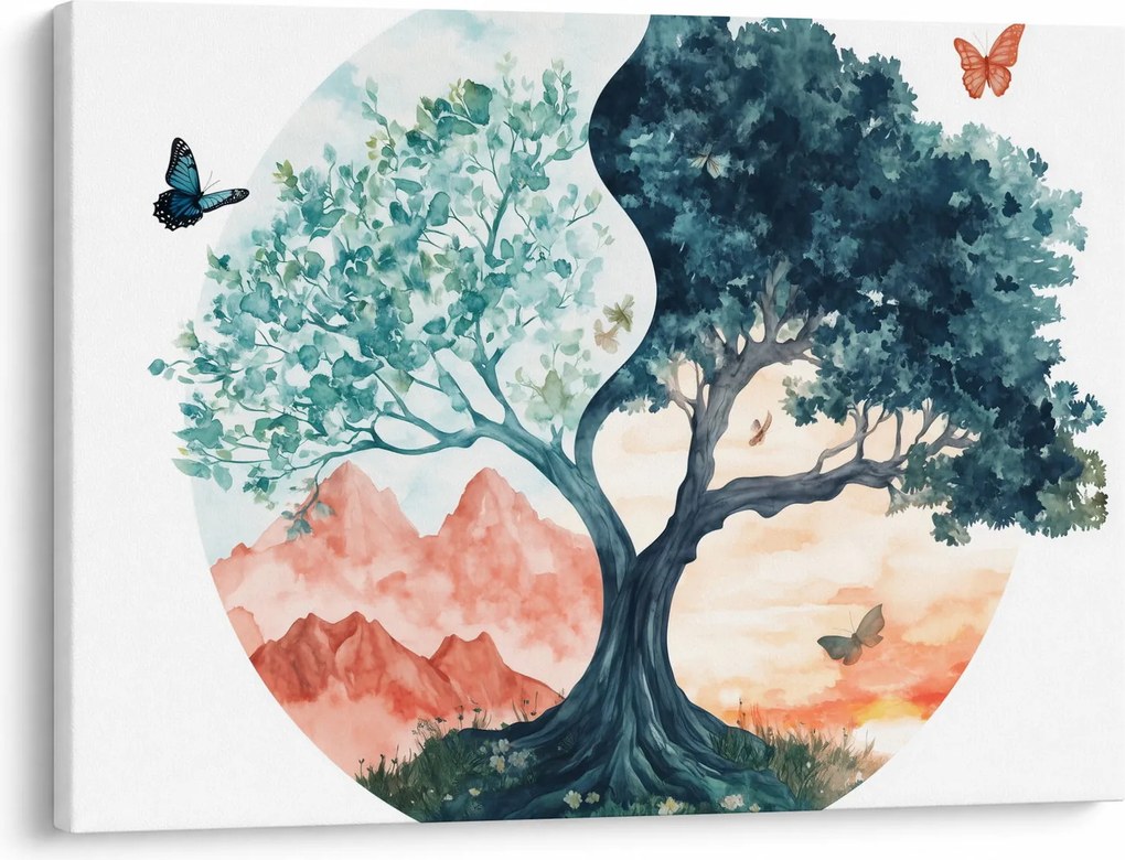 Tablou – Arbore acvarelă plin de viață (70x50 cm)