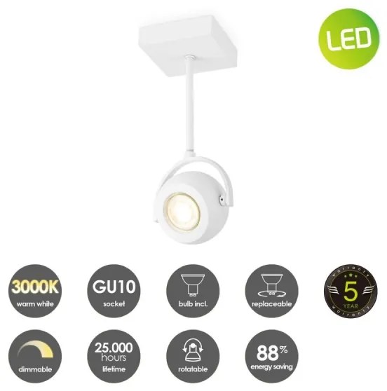 Spot LED dimabil NOP 1xGU10/5,8W/230V alb