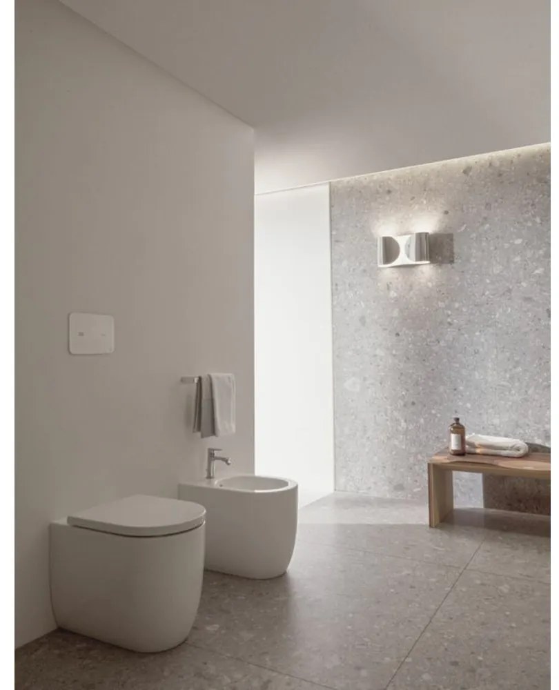 Bideu cu montare pe podea, 355x560 mm, cu preaplin, orificiu pentru baterie, alb