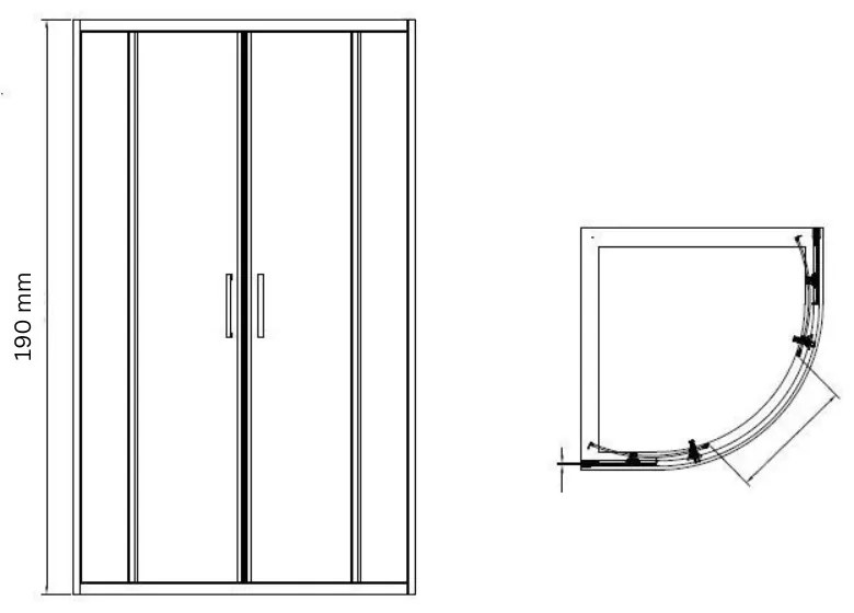 Cabina dus semirotunda crom 90x90 cm, Mediterraneo Meda 900x900 mm