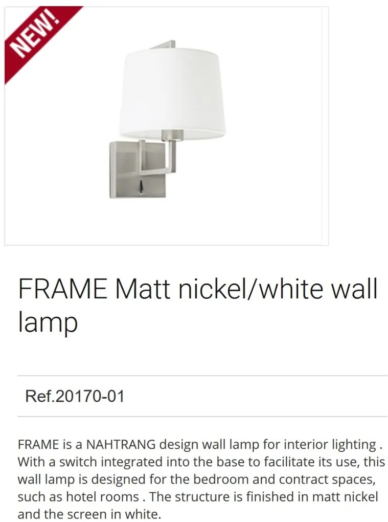 Aplica de perete eleganta design clasic FRAME nickel/alb