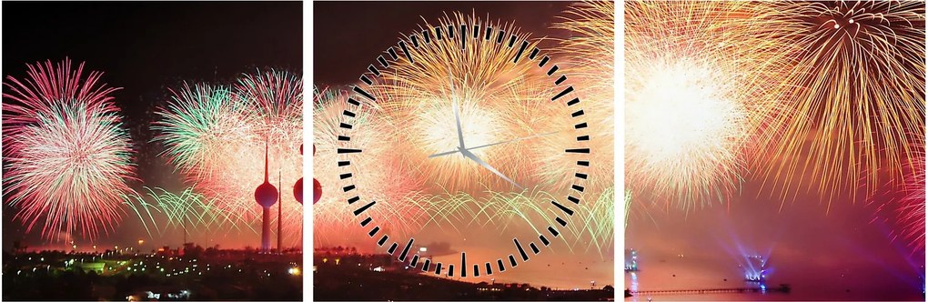 Tablou cu artificii (cu ceas) (90x30 cm)