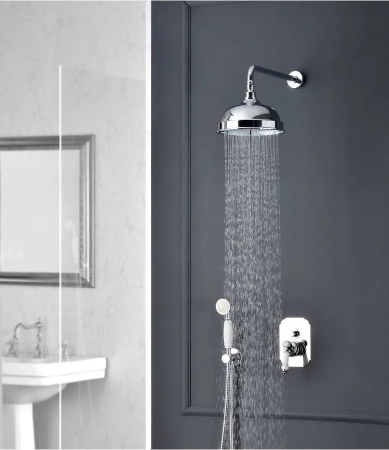 Baterie argintiu-lucios pentru duș încastrată (2 ieșiri) Vienna – Sapho