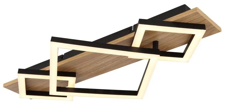 Plafoniera LED design slim BEATRIX I negru/lemn