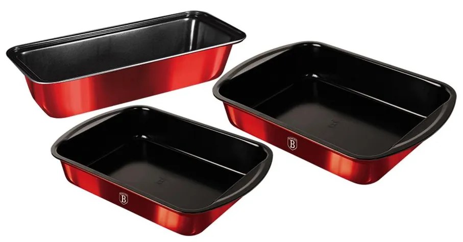 Set de forme de copt cu suprafață de titan 3 buc. roșu BerlingerHaus