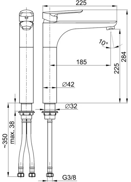 Baterie de lavoar + ventil KFA Armatura 5022-712-00 TANZANIT 28,4 cm alamă