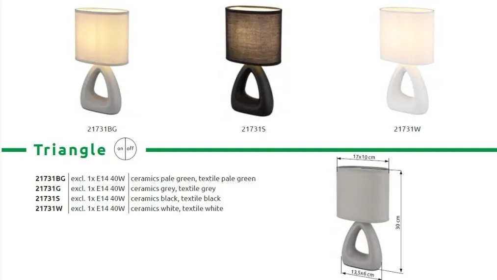 Lampa de masa ceramica gri TRIANGLE
