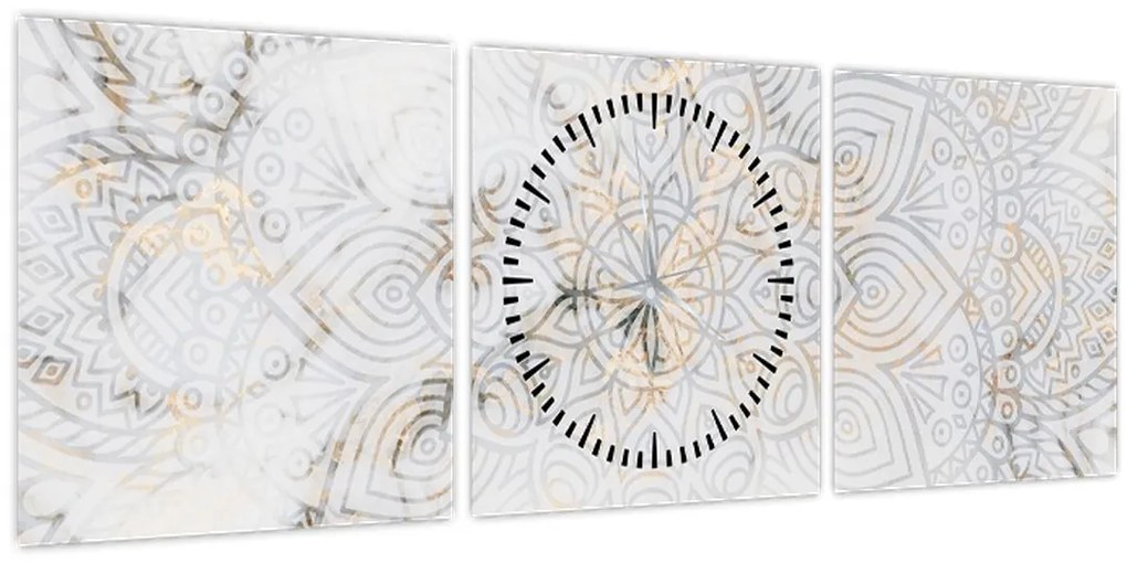 Tablou - Mandale albe (cu ceas) (90x30 cm)