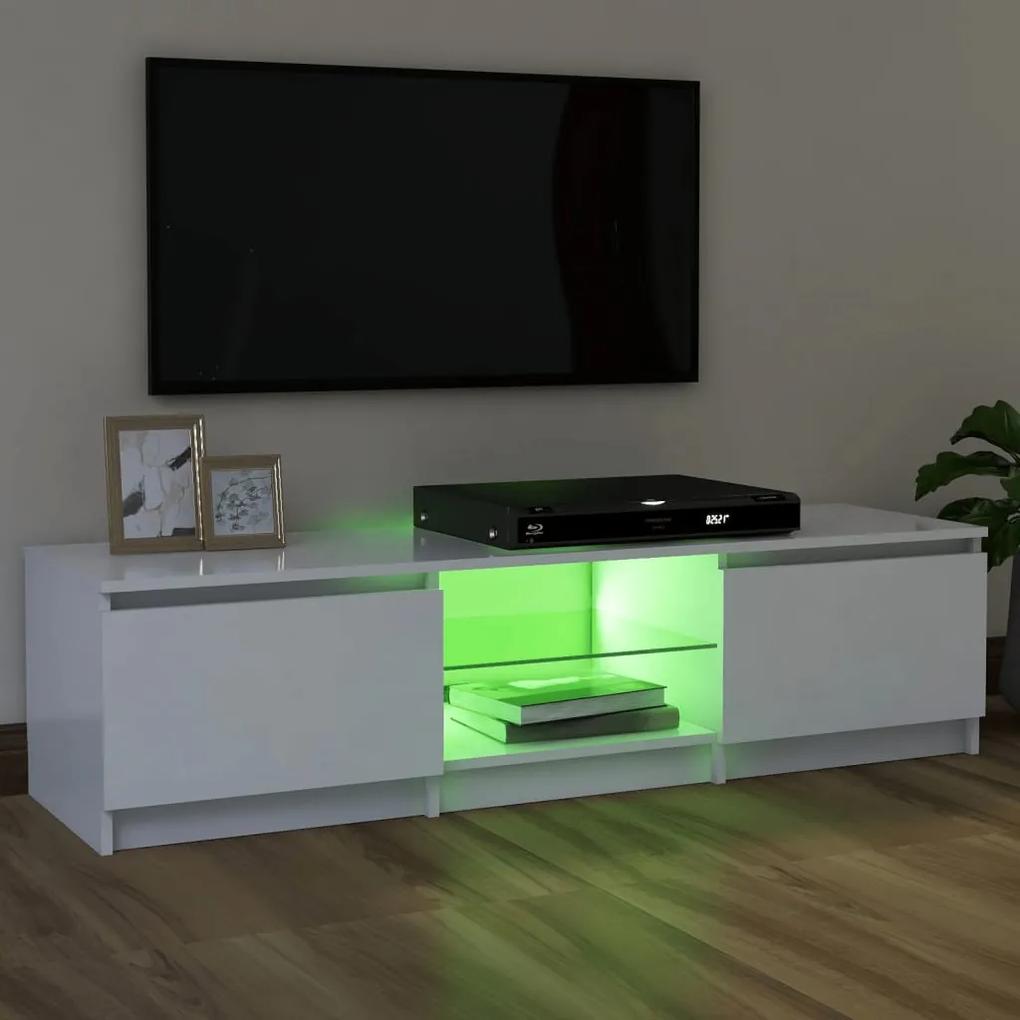 Comodă tv cu lumini led, alb, 120x30x35,5 cm
