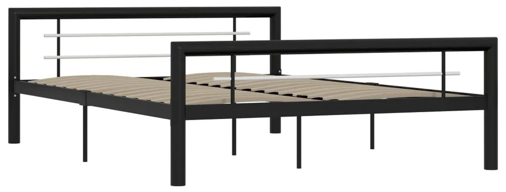 284554 vidaXL Cadru de pat, negru și alb, 160 x 200 cm, metal