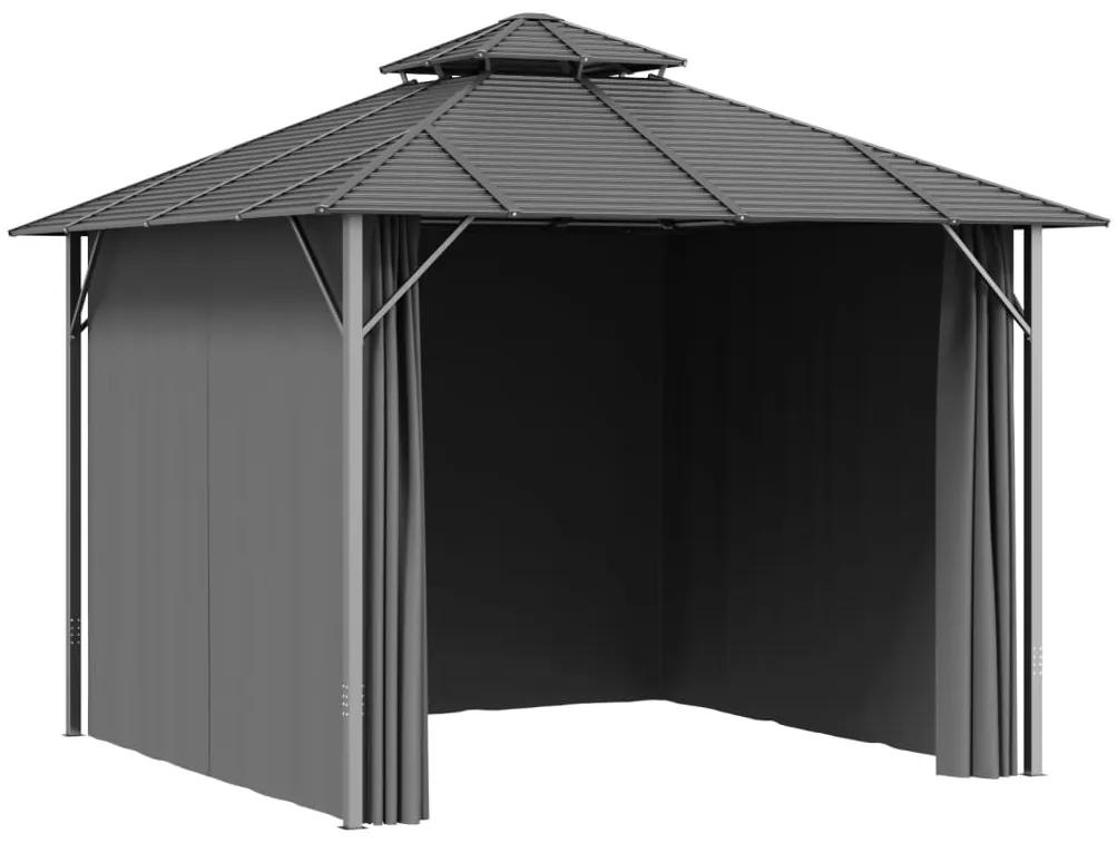 Pavilion cu pereti laterali si acoperis dublu, antracit, 3x3 m 3 x 3 m, Cu perete lateral