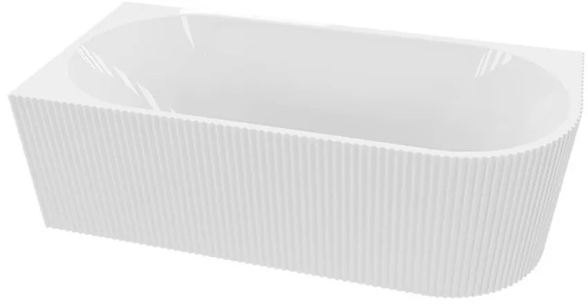 Cada freestanding Rune Birka riflat BTW acril alb lucios 170x80 cm montaj stanga