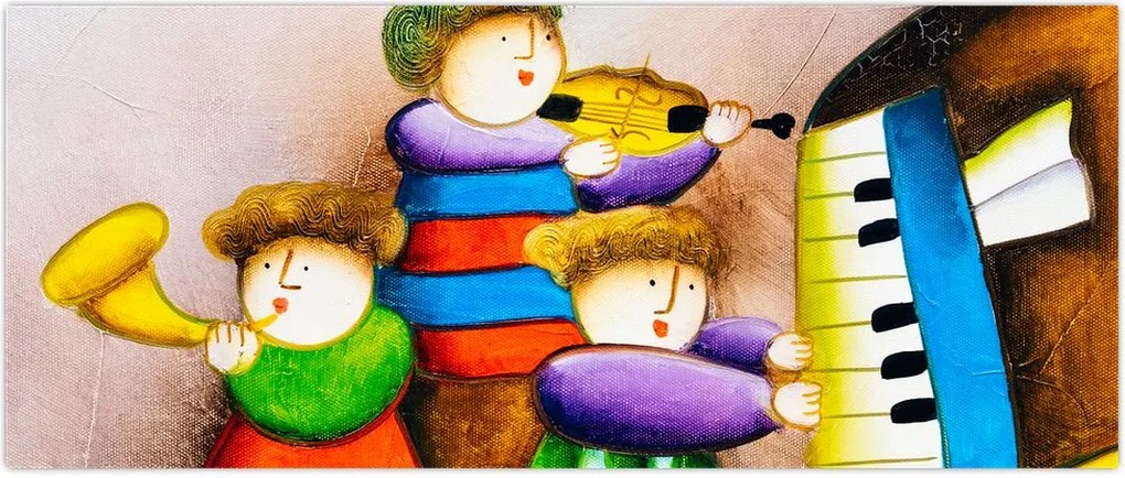 Tablou - Muzicanții, pictură (120x50 cm)