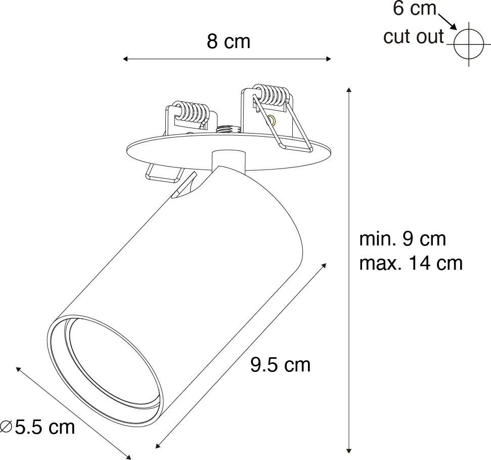 Spot modern integrat negru GU10 50mm - Chels