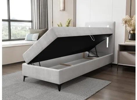 Pat de o persoană 80 cm Hebara 1 (Negru) (cu somieră și saltea) (cu sp. depozitare) (S). 1103562