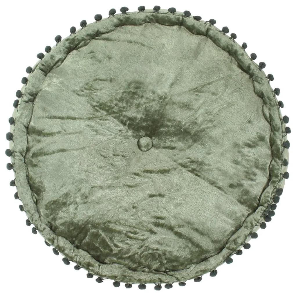 Fotoliu puf rotund, verde, 40 x 20 cm, catifea