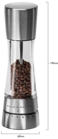 Cole&Mason DERWENT set 2 râșnițe sare și piper, 19 cm, crom lucios