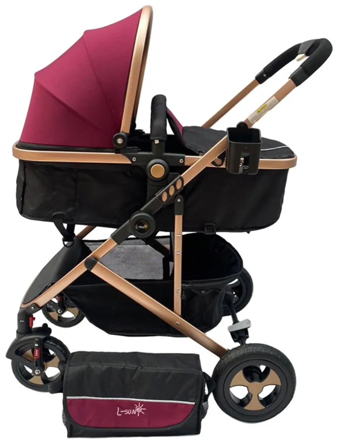 Carucior 2 in 1 reversibil si transformabil, landou sport si geanta cadou - Mov - CPC-08-mov