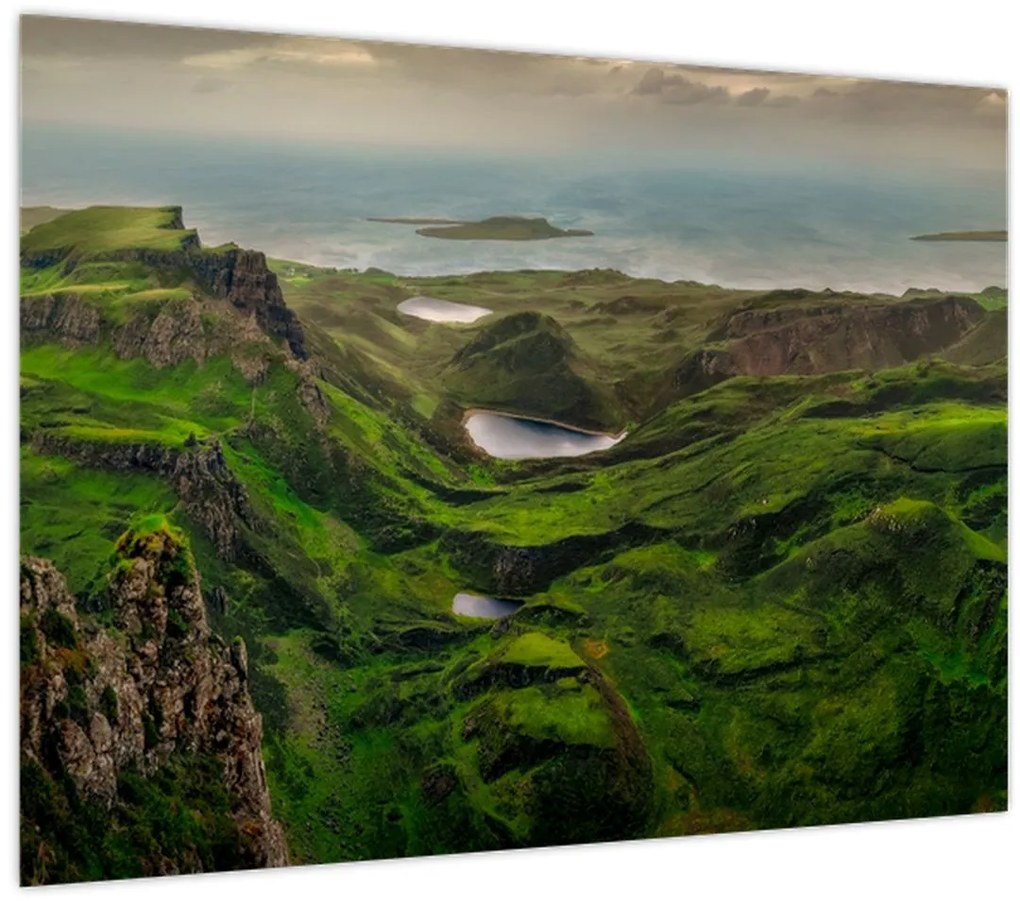 Tablou pe sticlă - Quiraing, Scoția (70x50 cm)