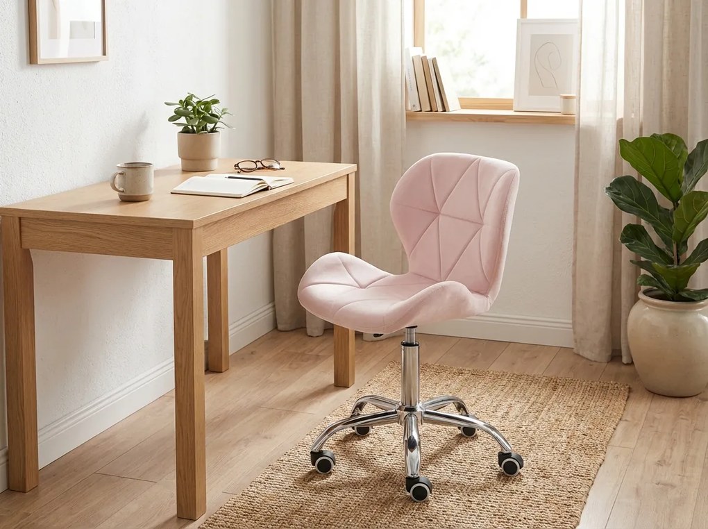 OFERTA Scaun de birou roz AVOLA VELVET CALITATEA II