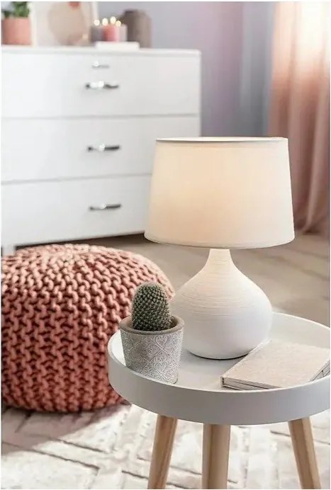 Veioză din ceramică și pânză Reality Martin, înălțime 29 cm, alb