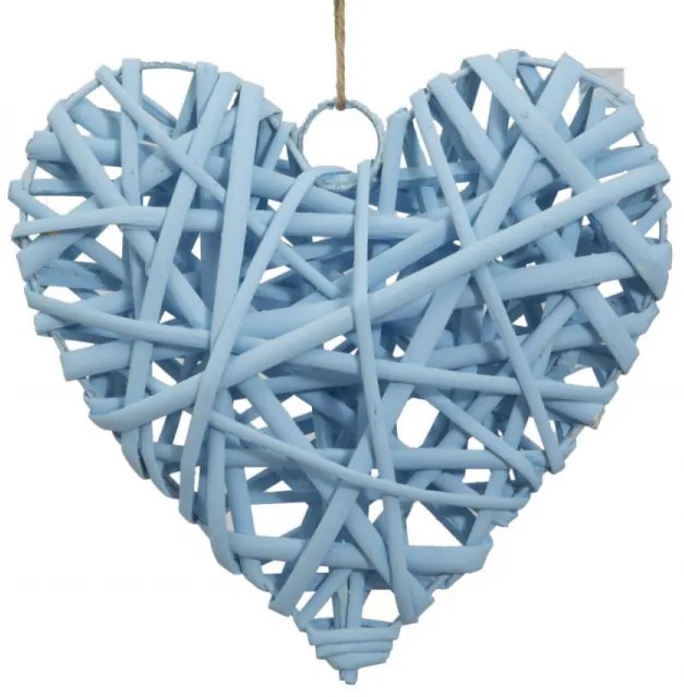 Decoratiune albastra din lemn, 15 x 5 x 15 cm, Heart Mauro Ferreti