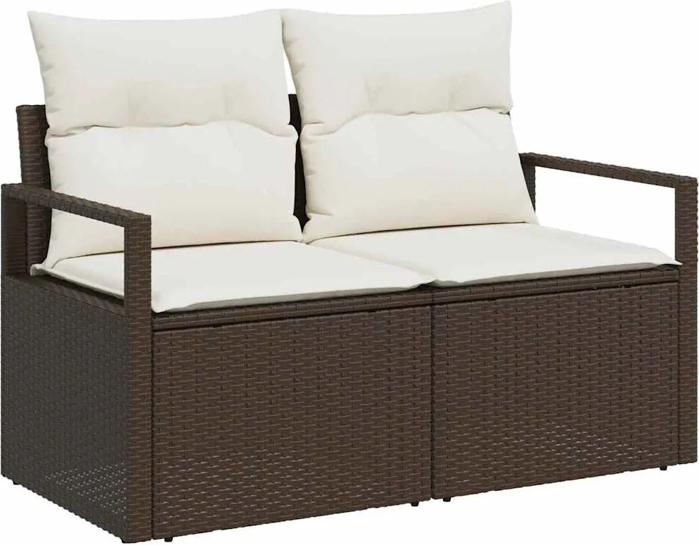 vidaXL Set de canapea cu pernă 6 pcs Maro poliratan