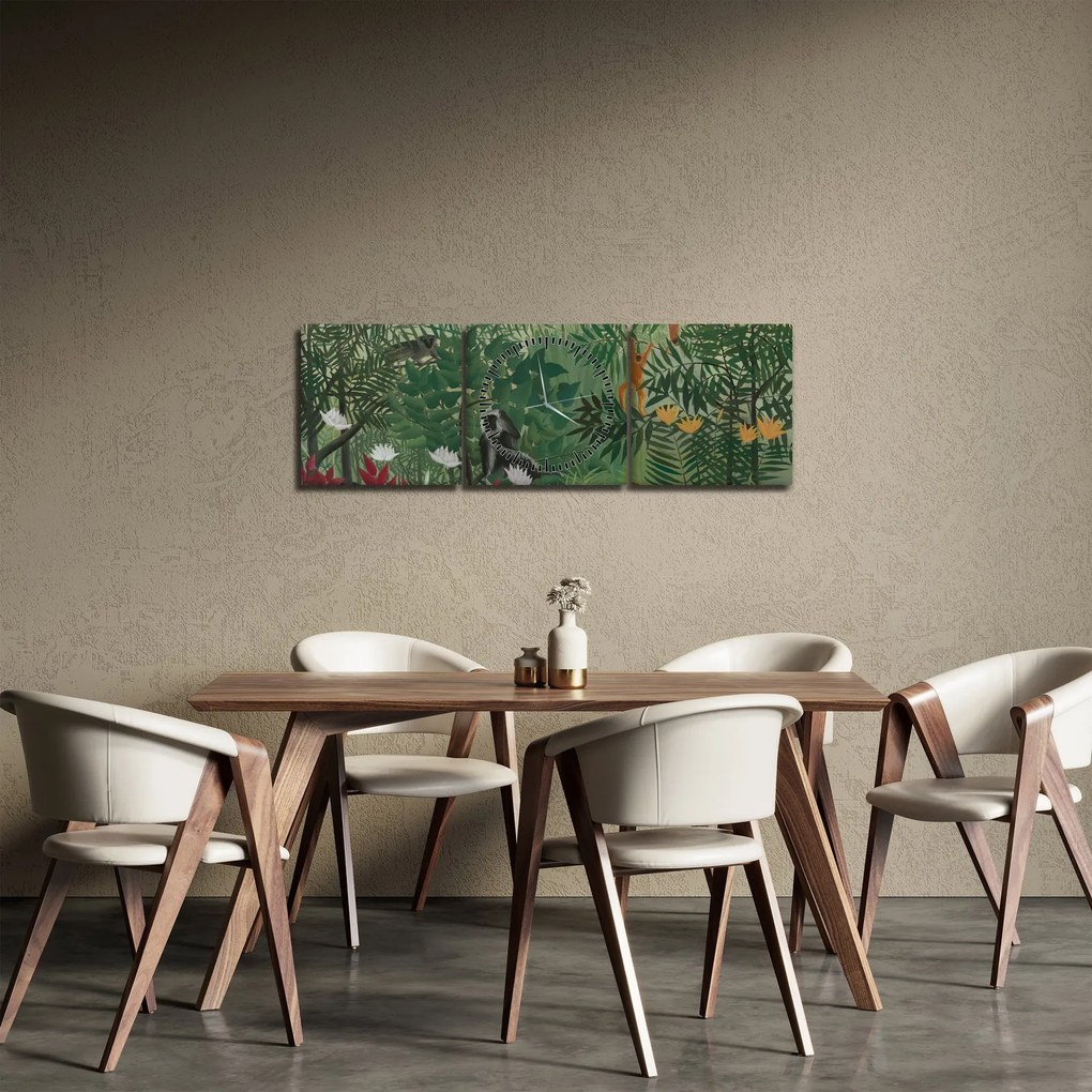 Tablou - Henri Rousseau, Tropical Forest with Monkeys, reproducere (cu ceas) (90x30 cm)