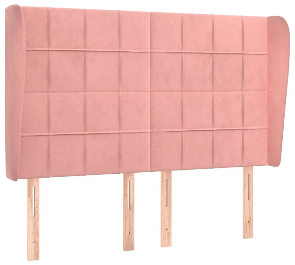 3118009 vidaXL Tăblie de pat cu aripioare, roz, 147x23x118/128 cm, catifea