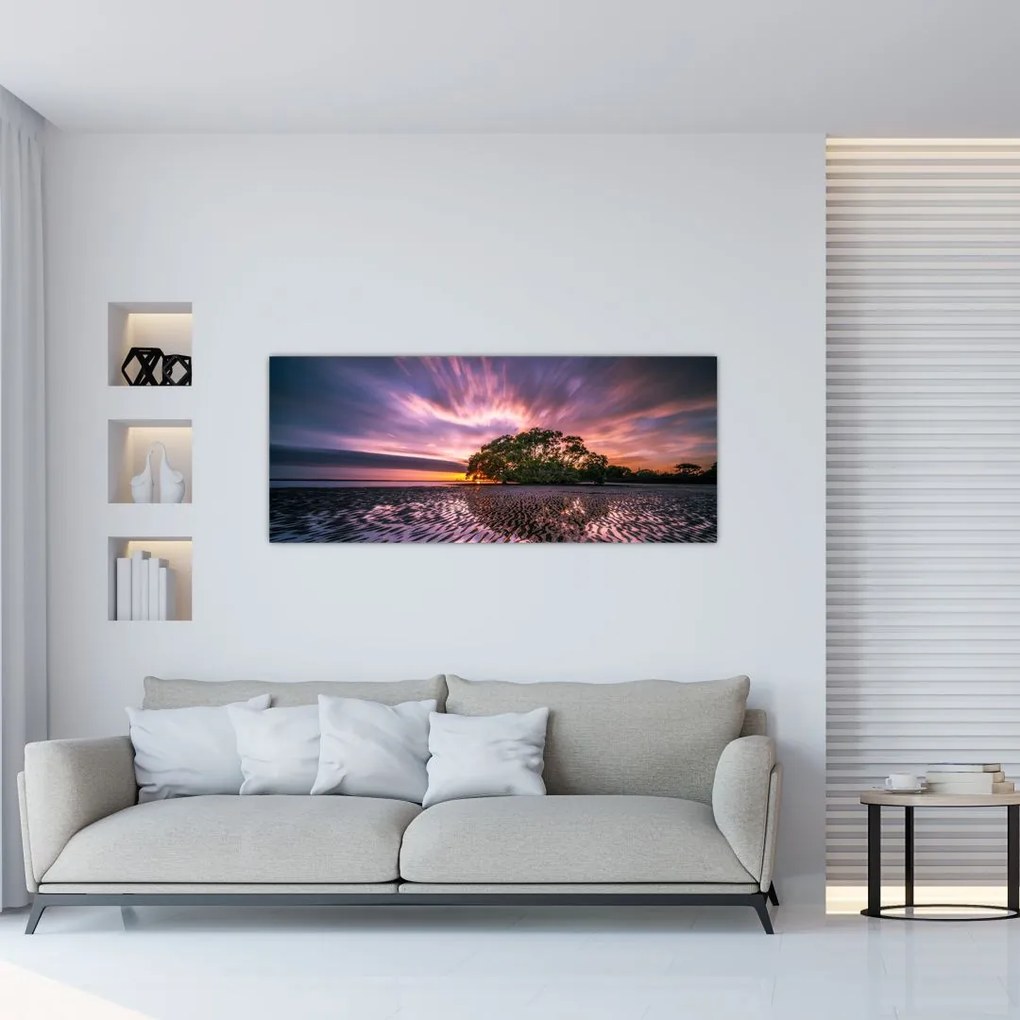 Tablou copacului pe plajă (120x50 cm)