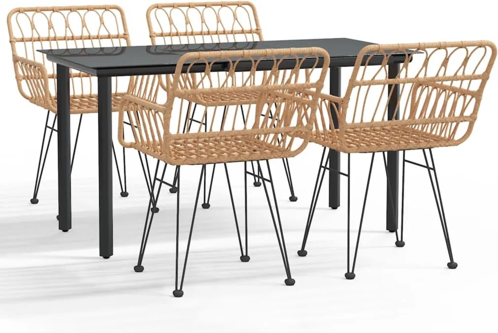 vidaXL Set mobilier de grădină, 5 piese, poliratan