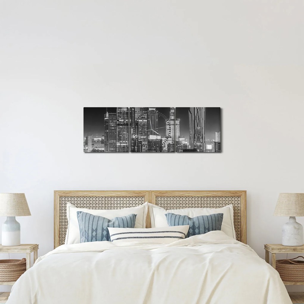 Tablou - Alb și negru New York (cu ceas) (90x30 cm)
