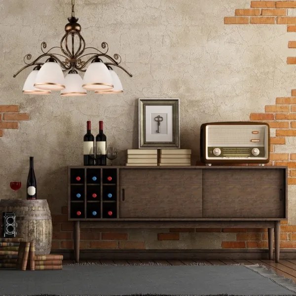 Lustră suspendată pe lanț RETRO II 5xE27/60W/230V, patină neagră