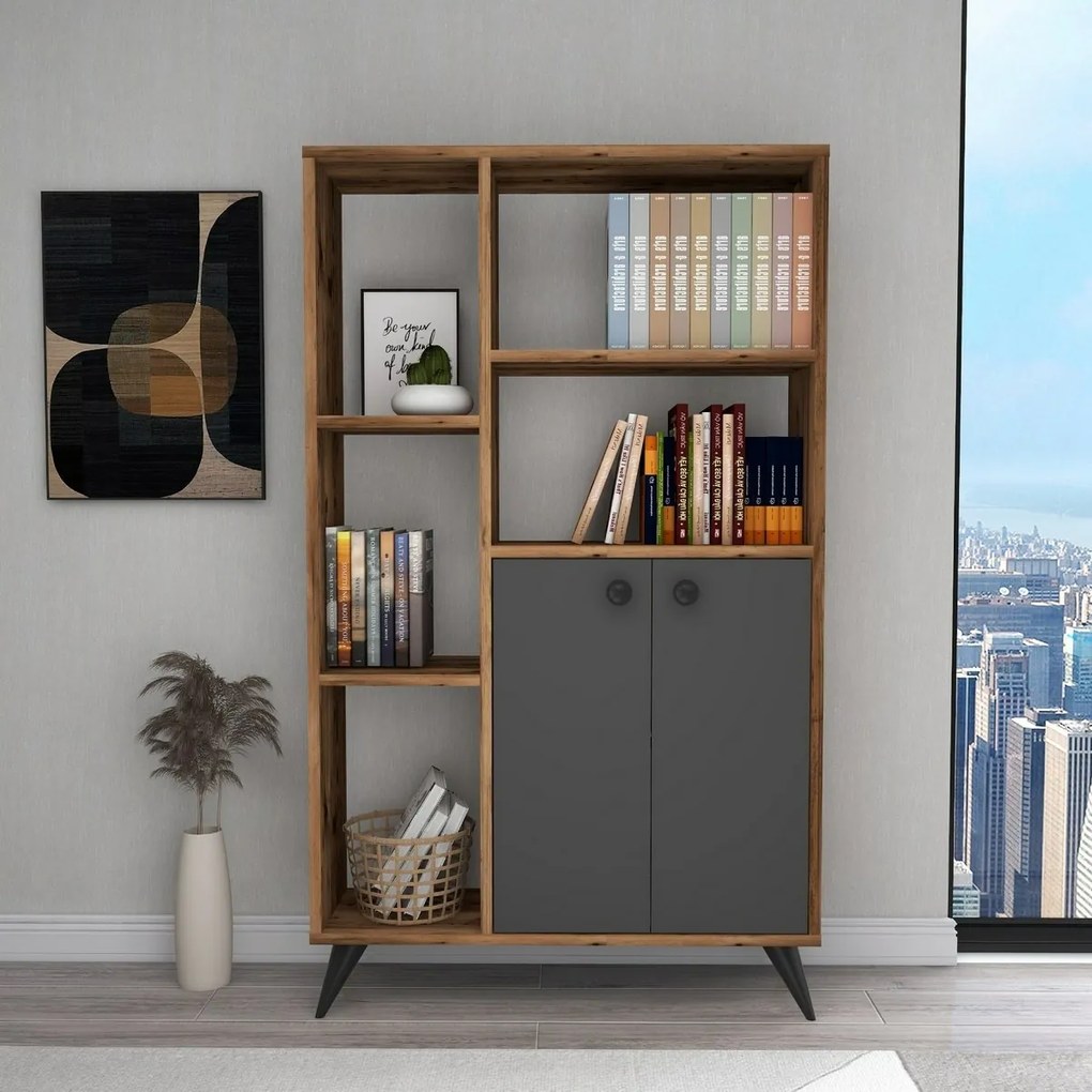 Bibliotecă Meldan Anthracite and Walnut