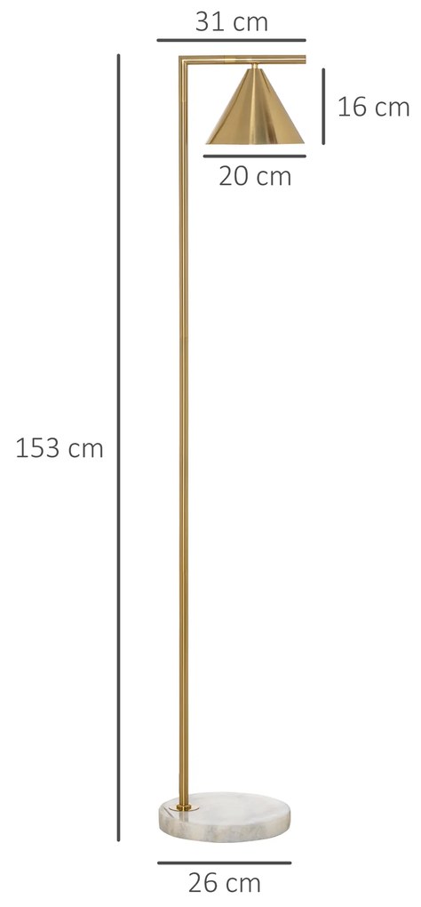 Lampa de podea, abajur reglabil, 31x26x153 cm aurie HOMCOM | Aosom RO