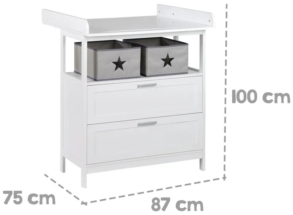 Comodă de copii albă cu masă de schimbat 75x100x87 cm Hamburg – Roba