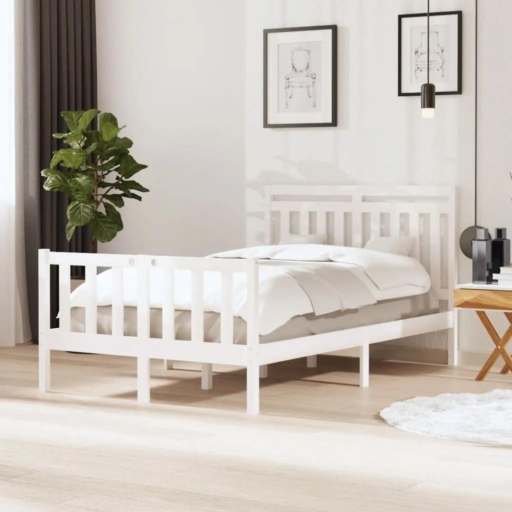 3100954 vidaXL Cadru de pat, alb, 120x200 cm, lemn masiv