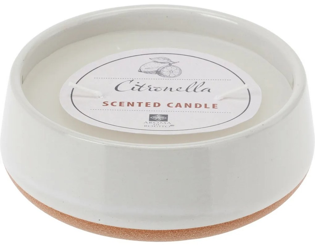 Lumânare repelentă Citronella, albă, 420 g, 12 x 4,5 cm