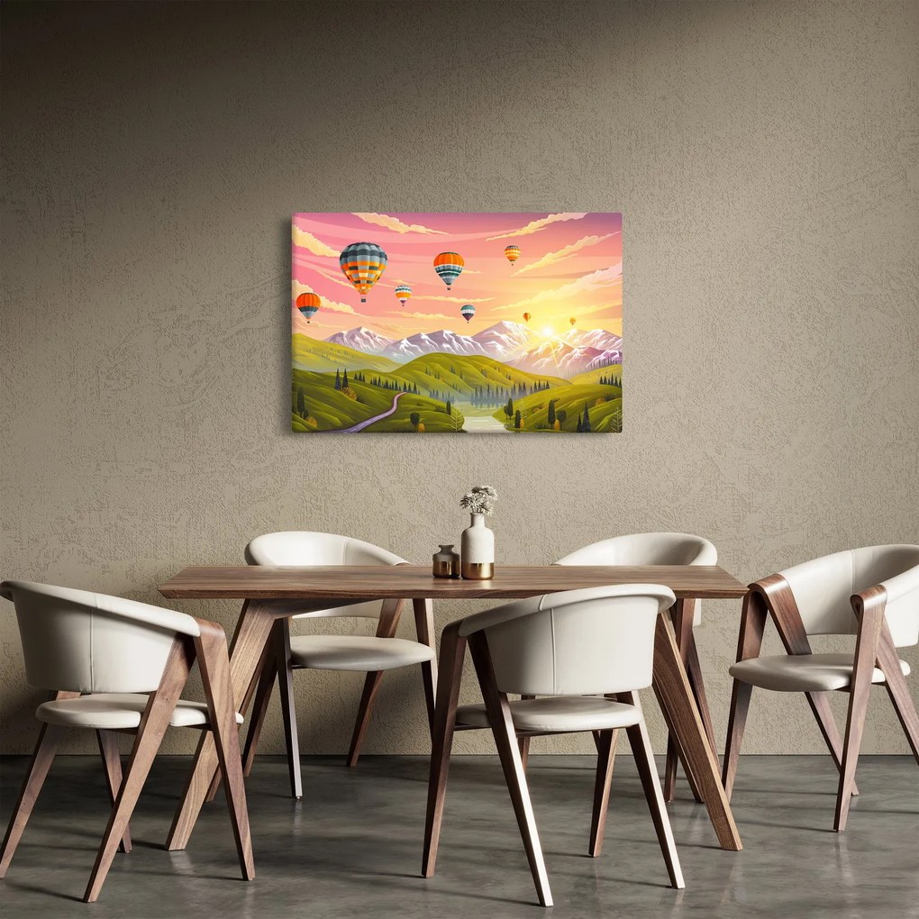 Tablou - Baloane deasupra unui peisaj (90x60 cm)