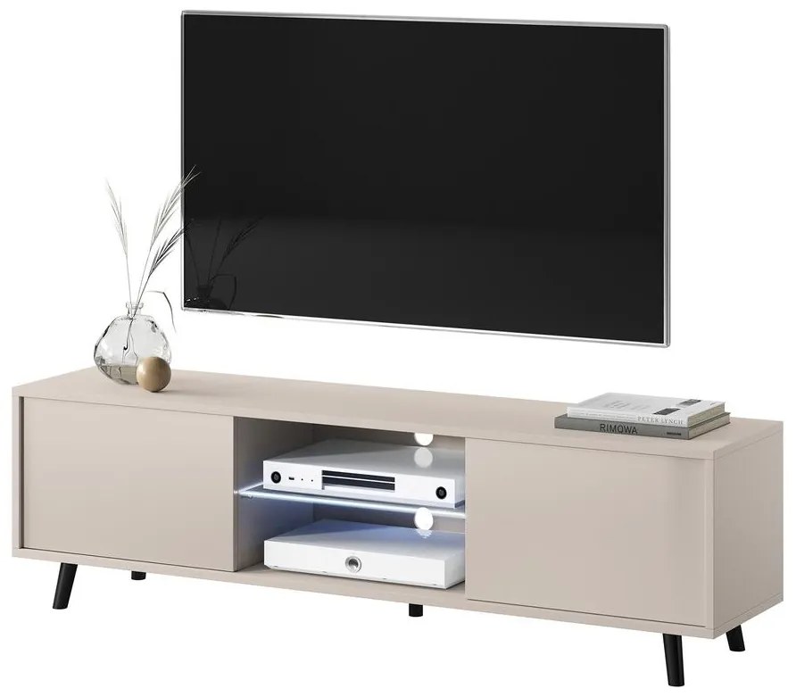 Dulap TV Leiros (cu iluminat) (gri bej + negru). 1099422