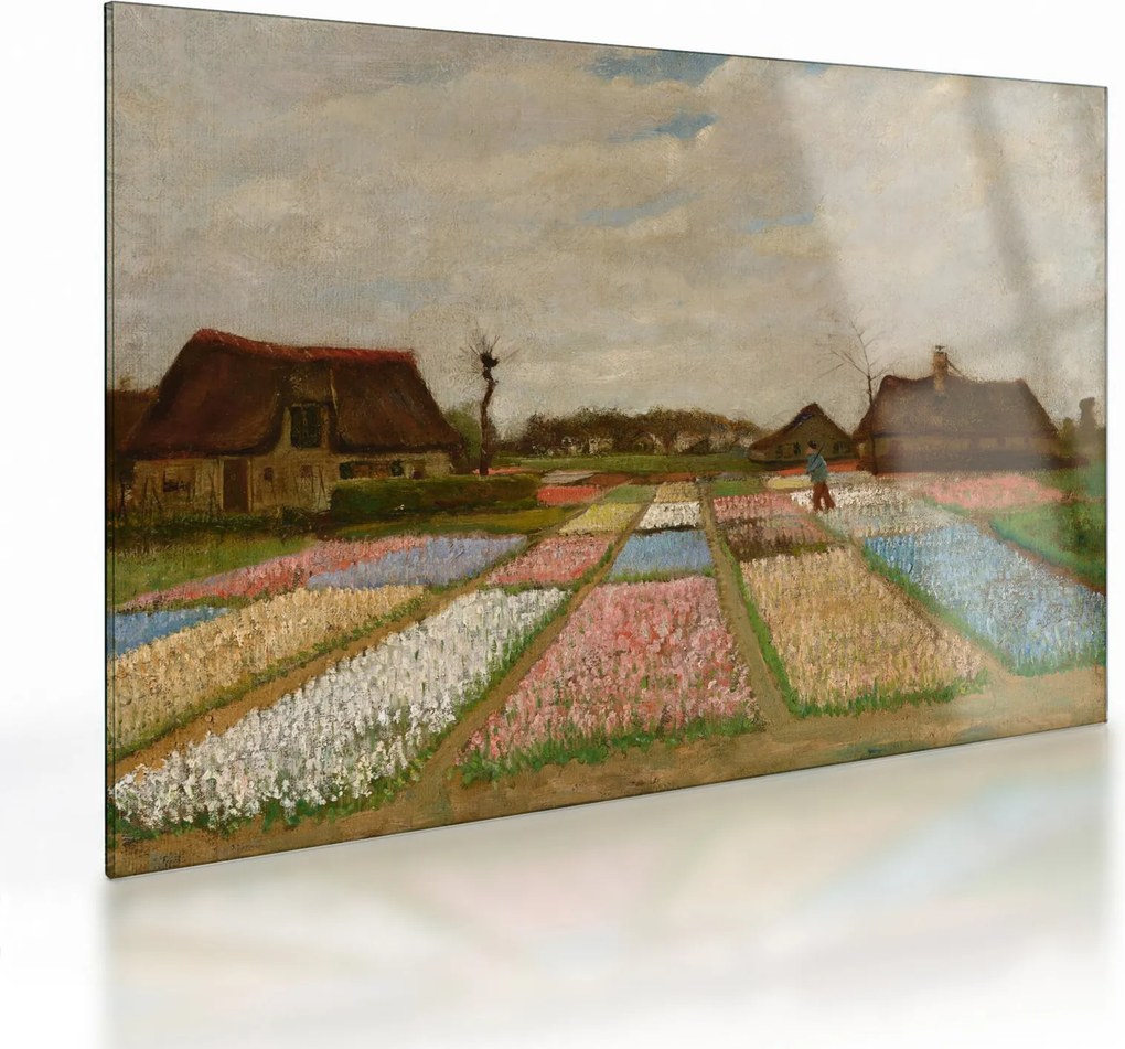 Tablou pe sticlă - Vincent van Gogh, Flower Beds in Holland, reproducere (70x50 cm)