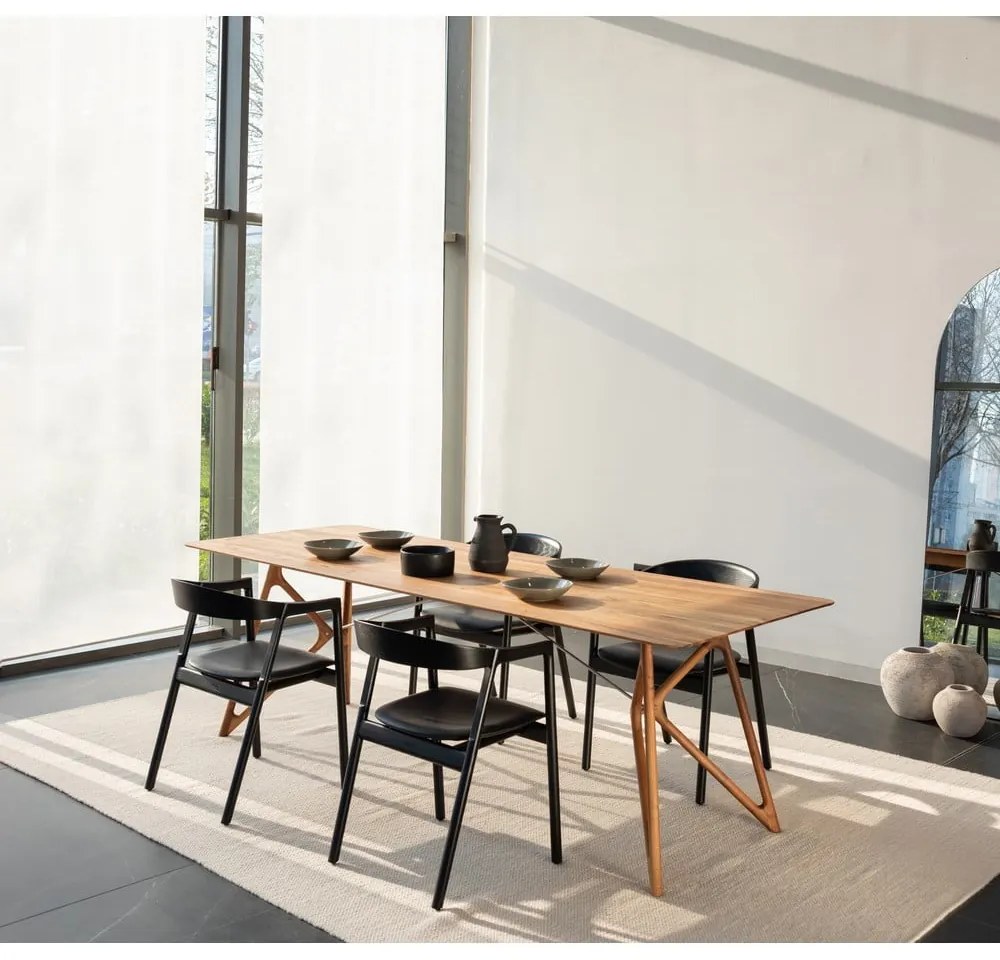 Scaun din lemn masiv de stejar Gazzda Muna, albastru - gri