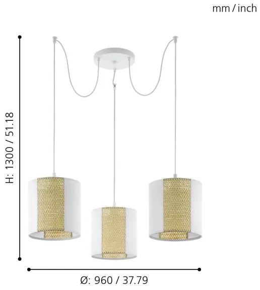 Eglo 43403 - Lustră pe cablu ARNHEM 3xE27/40W/230V