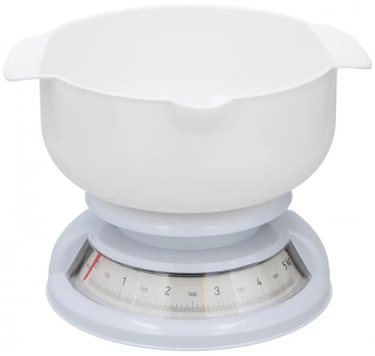 Cantar bucatarie Alpina, mecanic, plastic, alb, 5 kg, 24 x 11 x 22 cm